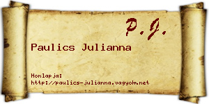 Paulics Julianna névjegykártya